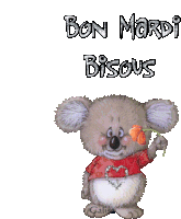 Gif animé Bon mardi bisous ourson
